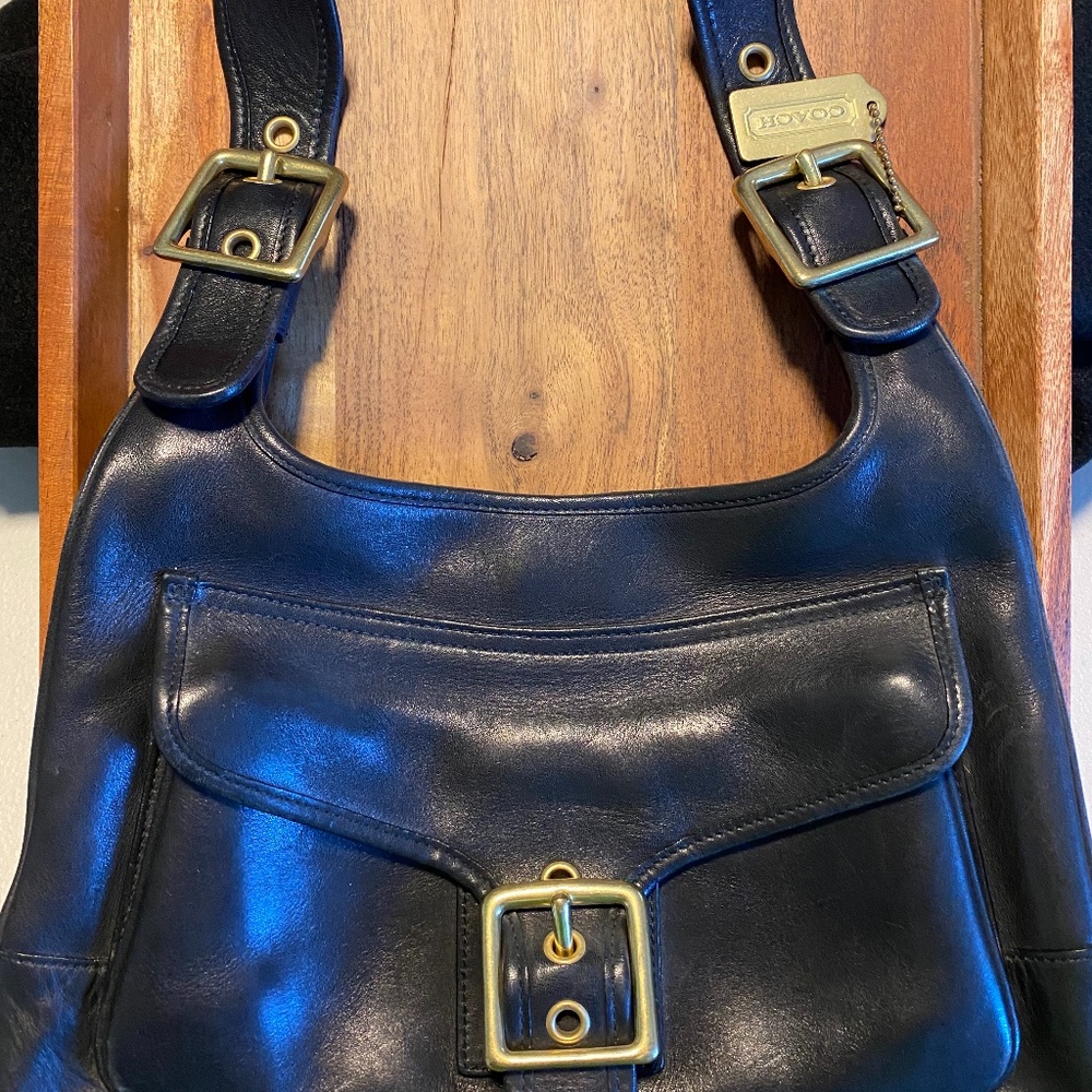 Coach Classic Black Leather Shoulder Bag